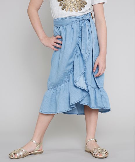 Saia-Jeans-Infantil-Midi-Transpassada-com-Amarracao-e-Babado-Azul-Claro-9654491-Azul_Claro_1
