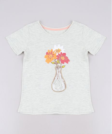 Blusa-Infantil-Vaso-de-Flores-com-Perola-Manga-Curta-Cinza-Mescla-Claro-9680990-Cinza_Mescla_Claro_1