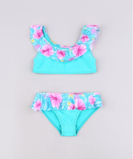 Biquini-Infantil-com-Babado-Estampado-Floral-Protecao-UV50--Verde-Claro-9655162-Verde_Claro_1