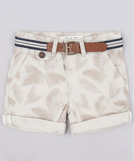 Bermuda-de-Sarja-Infantil-Estampada-de-Coqueiros-com-Cinto-Bege-claro-9563600-Bege_Claro_1