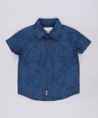 Camisa-Infantil-Estampada-de-Folhagens-com-Bolso-Manga-Curta-Azul-Escuro-9543945-Azul_Escuro_1