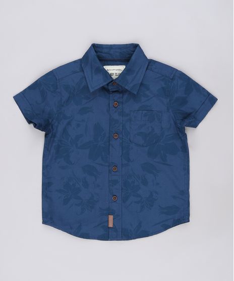 Camisa-Infantil-Estampada-de-Folhagens-com-Bolso-Manga-Curta-Azul-Escuro-9543945-Azul_Escuro_1