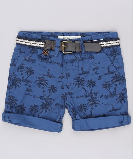 Bermuda-de-Sarja-Infantil-Estampada-de-Coqueiros-com-Cinto-Azul-Marinho-9563571-Azul_Marinho_1