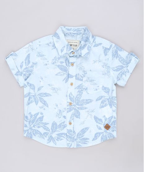 Camisa-Infantil-Estampada-de-Folhagens-com-Bolso-Manga-Curta-Azul-Claro-9543946-Azul_Claro_1