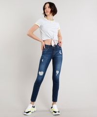 Blusa-Feminina-Basica-com-Amarracao-Manga-Curta-Decote-Redondo-Cinza-Mescla-Claro-9230382-Cinza_Mescla_Claro_1_3