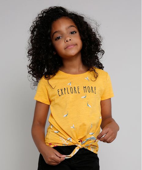 Blusa-Infantil-Flame-com-No-Manga-Curta-Mostarda-9539930-Mostarda_1