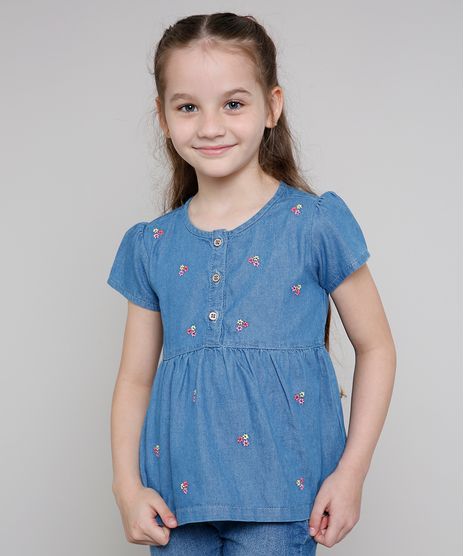 Blusa-Jeans-Infantil-com-Bordados-e-Botoes-Manga-Curta--Azul-Medio-9636035-Azul_Medio_1