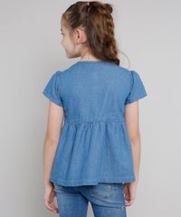 Blusa-Jeans-Infantil-com-Bordados-e-Botoes-Manga-Curta--Azul-Medio-9636035-Azul_Medio_2