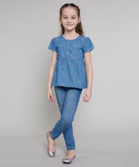 Blusa-Jeans-Infantil-com-Bordados-e-Botoes-Manga-Curta--Azul-Medio-9636035-Azul_Medio_3