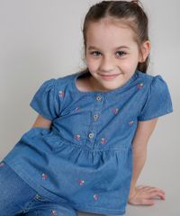 Blusa-Jeans-Infantil-com-Bordados-e-Botoes-Manga-Curta--Azul-Medio-9636035-Azul_Medio_4