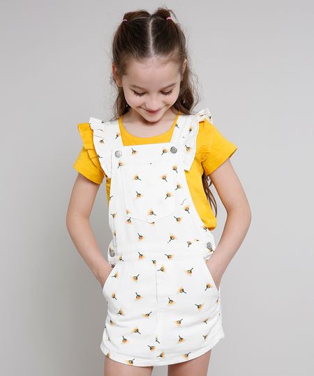 Jardineira-Short-Saia-de-Sarja-Infantil-Estampada-Floral-com-Babado-Off-White-9583279-Off_White_1