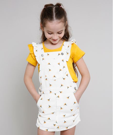 Jardineira-Short-Saia-de-Sarja-Infantil-Estampada-Floral-com-Babado-Off-White-9583279-Off_White_1