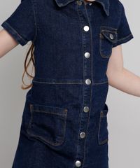 Vestido-Jeans-Infantil-com-Botoes-Manga-Curta-Azul-Escuro-9639055-Azul_Escuro_4