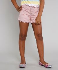 Short-de-Sarja-Infantil-Estampado-Floral-com-Pompom-Rose-9620383-Rose_1