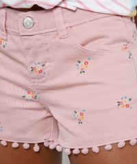 Short-de-Sarja-Infantil-Estampado-Floral-com-Pompom-Rose-9620383-Rose_4