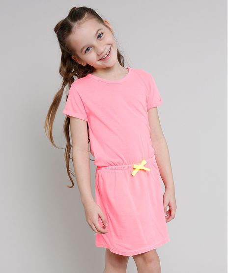 Vestido-Infantil-com-Laco-Neon-Manga-Curta-Rosa-9636526-Rosa_1