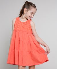 Vestido-Infantil-com-Laise-Sem-Manga-Coral-9654618-Coral_1