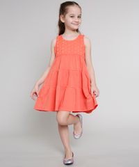 Vestido-Infantil-com-Laise-Sem-Manga-Coral-9654618-Coral_3