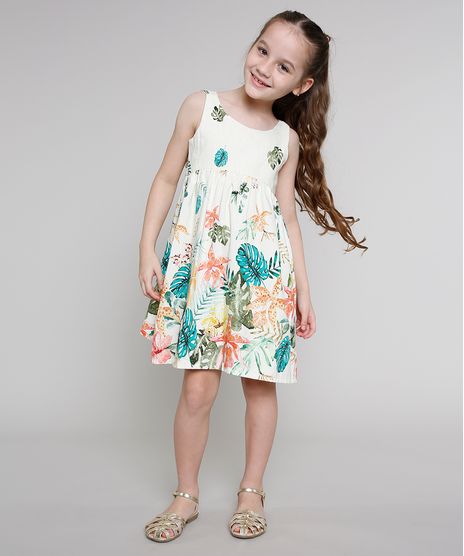 Vestido-Infantil-Estampado-de-Folhagem-com-Linho-Alca-Larga-Bege-Claro-9663244-Bege_Claro_1