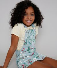 Jardineira-Short-Saia-de-Sarja-Infantil-Estampada-Floral-Verde-Claro-9583281-Verde_Claro_4