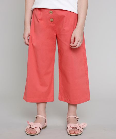 Calca-Infantil-Pantacourt-com-Botoes-Coral-9662725-Coral_1