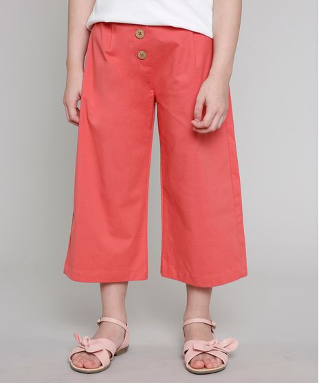 Calca-Infantil-Pantacourt-com-Botoes-Coral-9662725-Coral_1