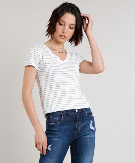 Blusa-Feminina-Basica-Listrada-Manga-Curta-Decote-V-Off-White-9160932-Off_White_3_1