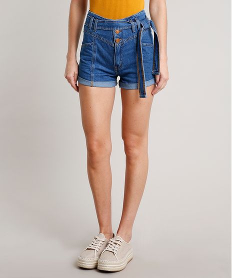 Short-Jeans-Feminino-Mom-com-Faixa-para-Amarrar-Azul-Medio-9676266-Azul_Medio_1