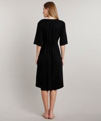 Vestido-Feminino-Midi-com-Botoes-Manga-Curta-Preto-9612254-Preto_2