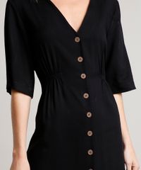 Vestido-Feminino-Midi-com-Botoes-Manga-Curta-Preto-9612254-Preto_4