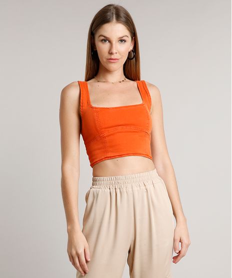 Top-Faixa-de-Sarja-Feminino-Cropped-com-Recortes-Alcas-Medias-Cobre-9676268-Cobre_1