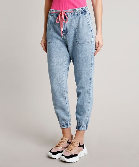 Calca-Jeans-Feminina-Jogger-com-Cadarco-Azul-Claro-9662953-Azul_Claro_1
