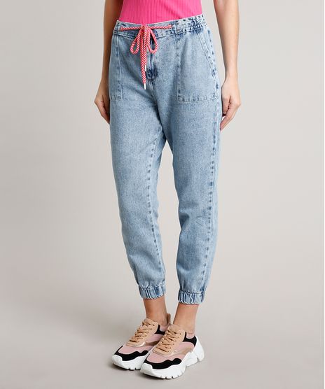 Calca-Jeans-Feminina-Jogger-com-Cadarco-Azul-Claro-9662953-Azul_Claro_1