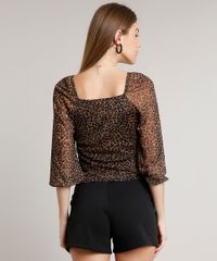 Blusa-Feminina-Estampada-Animal-Print-Onca-em-Tule-Manga-3-4-Decote-Coracao-Caramelo-9702794-Caramelo_2