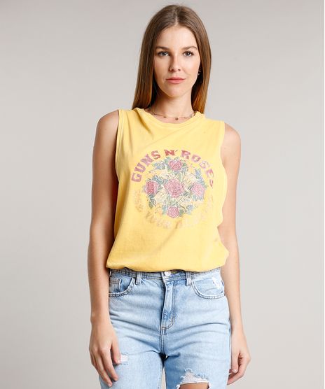 Regata-Feminina-de-Banda-Guns-N--Roses-Cavada-Decote-Redondo-Mostarda-9640458-Mostarda_1