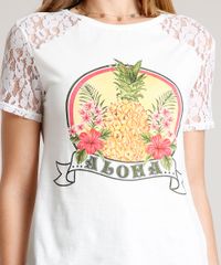 Blusa-Feminina-Abacaxi--Aloha--com-Renda-Manga-Curta-Decote-Redondo-Off-White-9612856-Off_White_4