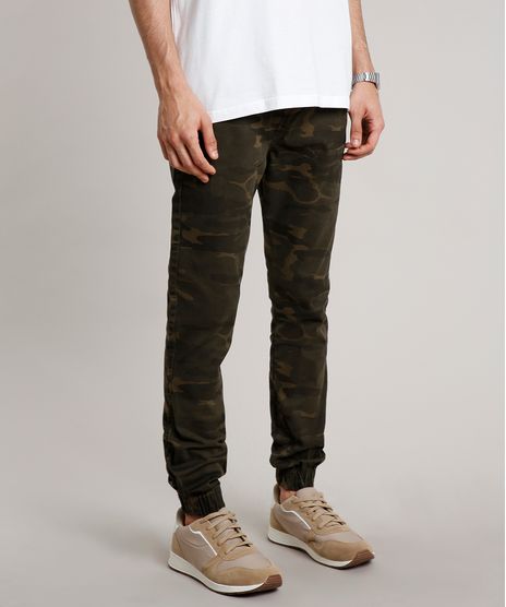 Calca-de-Sarja-Masculina-Jogger-Skinny-Estampada-Camuflada-com-Cordao-Verde-Militar-9627906-Verde_Militar_1