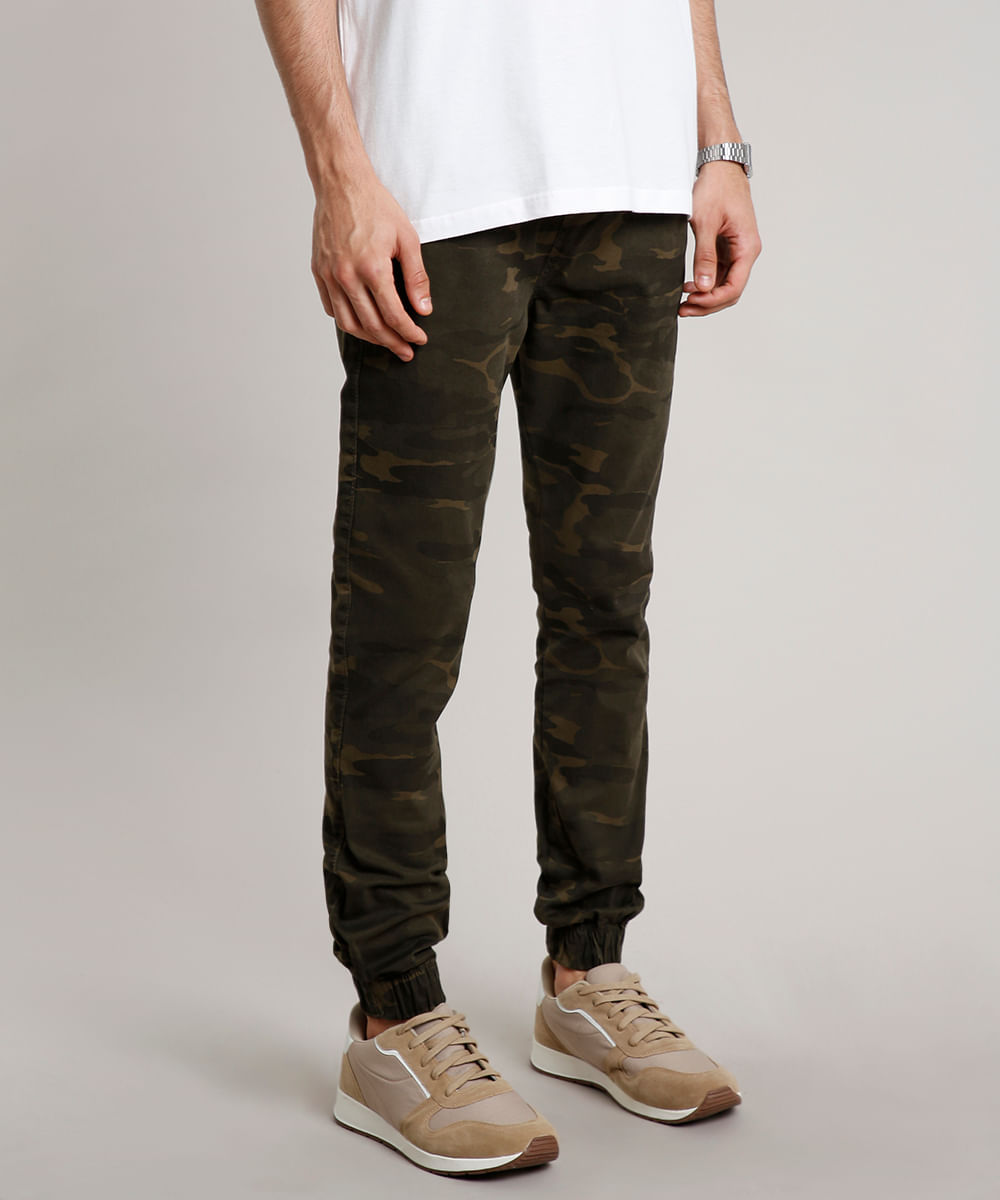 calça sarja verde militar masculina