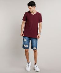 Camiseta-Masculina-Basica-Manga-Curta-Gola-V-Vinho-9653007-Vinho_3