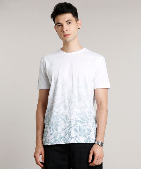 Camiseta-Masculina-Estampada-de-Folhagens-com-Degrade-Manga-Curta-Gola-Careca-Branca-9645372-Branco_1