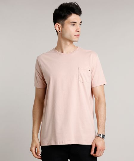 Camiseta-Masculina-Basica-com-Bolso-Manga-Curta-Gola-Careca-Rose-9656087-Rose_1