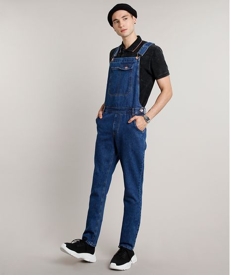 Macacao-Jeans-Masculino-Slim-com-Bolsos-Azul-Escuro-9662727-Azul_Escuro_1