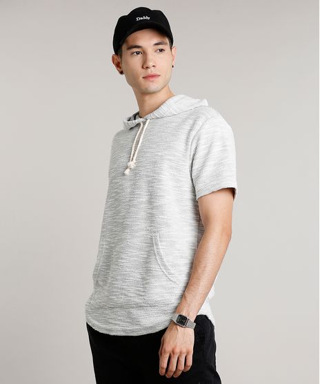 Camiseta-Masculina-em-Moletom-Flame-com-Bolso-e-Capuz-Manga-Curta-Cinza-Mescla-Claro-1-9314848-Cinza_Mescla_Claro_1_1