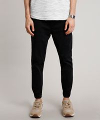 Calca-de-Sarja-Masculina-Jogger-Skinny-Estampada-Quadriculada-com-Cordao-Preta-9628186-Preto_1