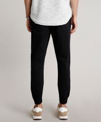 Calca-de-Sarja-Masculina-Jogger-Skinny-Estampada-Quadriculada-com-Cordao-Preta-9628186-Preto_4