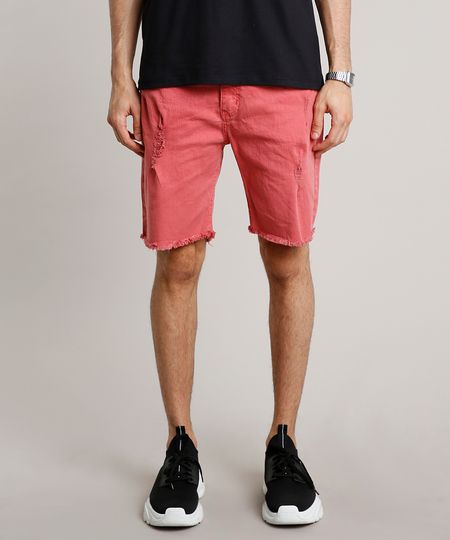 Bermuda-de-Sarja-Masculina-Slim-com-Rasgos-Coral-9607928-Coral_1