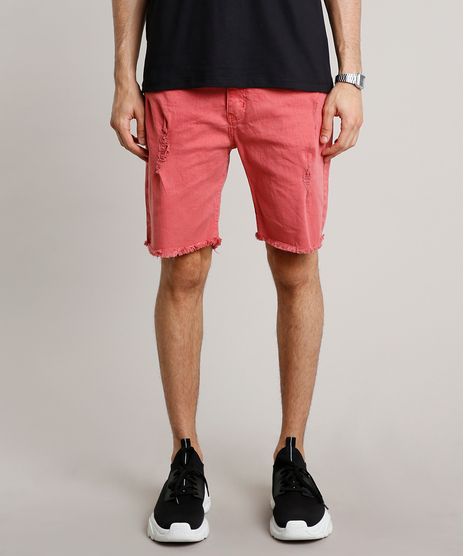 Bermuda-de-Sarja-Masculina-Slim-com-Rasgos-Coral-9607928-Coral_1