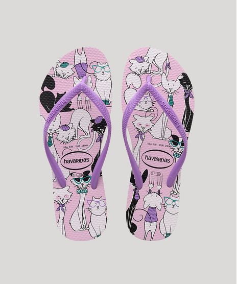 Chinelo-Feminino-Havaianas-Slim-Estampado-de-Gatos-Lilas-9282582-Lilas_1