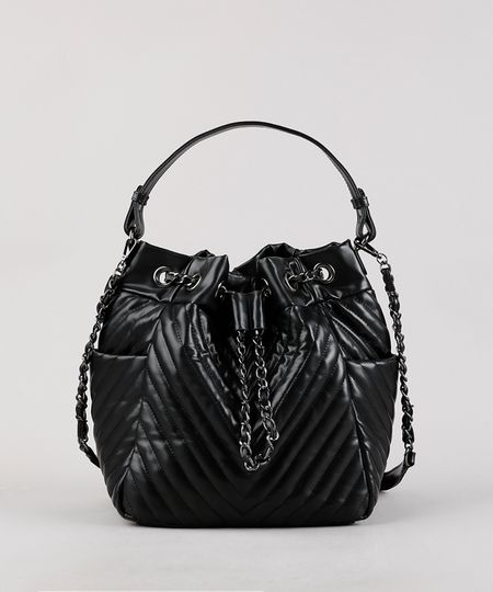 Bolsa-Feminina-Bucket-Grande-em-Matelasse-com-Correntes-e-Alca-Removivel-Preta-9604653-Preto_1