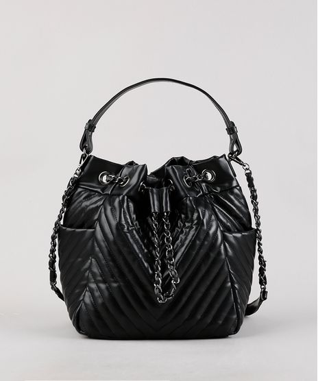 Bolsa-Feminina-Bucket-Grande-em-Matelasse-com-Correntes-e-Alca-Removivel-Preta-9604653-Preto_1